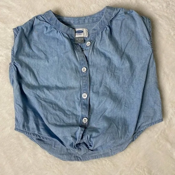 Old Navy Denim Short Sleeve Top Size 12-18 Months - Picture 1 of 4